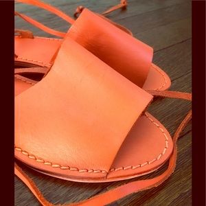 Zara Authentic Leather NWT Orange Sandals